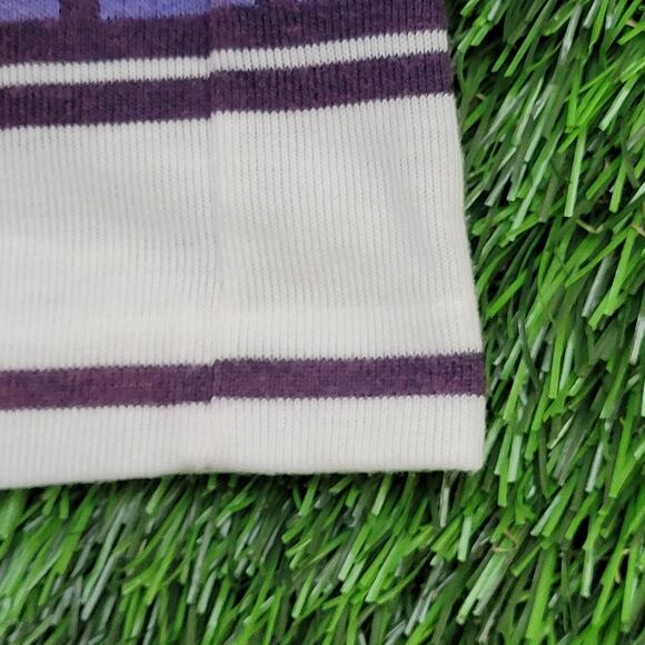 Vintage 90s Penguin Club Stripes Polo Shirt L/XL 23x29 White Purple - Picture 8 of 10